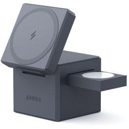 Anker Cube MagSafe 3-en-1 Y1811G11 – Cargador Inalámbrico Rápido Apple 15W iPhone/Watch/Auriculares 30W Gris