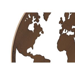DKD Home Decor Decoración Pared Mapa Mundi de Metal Set 3 Unidades Negro Blanco Cobre 40x40 cm