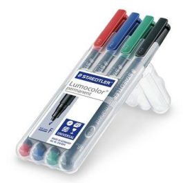 Staedtler 318 WP4 Estuche 4 Marcadores Lumocolor Permanente Punta Fina 0,6mm Surtidos