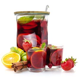 Saveur et Degustation Ponchera Bote 5 L Con Cucharón Cocktail Lounge Cristal Tapa Madera Acero Acero Inoxidable