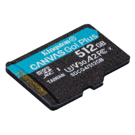 Kingston Tarjeta microSDXC Canvas Go Plus 512GB SDCG4/512GB, 200MB/s, A2 U3 V30, Adaptador Incluido, Ideal para Juegos Móviles, Drones y Cámaras 4K
