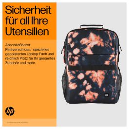 HP Mochila Campus XL con Teñido Anudado 7J593AA, Impermeable, para Portátil hasta 16.1", Negro, 30.5x43x16.5 cm