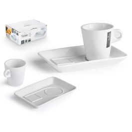 Set Taza + Plato Cafe 180 Ml Vessia 10X8CM (24 Unidades) Set Taza + Plato Cafe 180 Ml Vessia 10X8CM (24 Unidades)