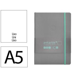 Cuaderno Con Gomilla Antartik Notes Tapa Blanda A5 Hojas Lisas Gris Y Turquesa 80 Hojas 80 gr Fsc