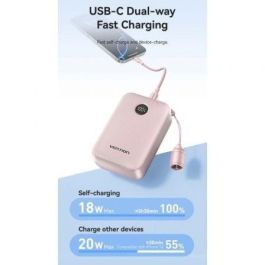 Vention FKBB0-C Powerbank 20000mAh 22.5W con cable USB-C integrado para viaje en avión Negro
