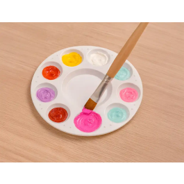 Liderpapel Paleta Plástico Redonda con 10 Huecos para Pintura 17 cm