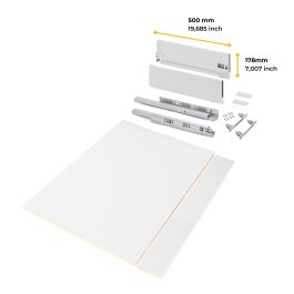 Emuca Kit de cajón para cocina o baño Vertex de altura 178mm con regulación 3D, tableros incluidos, módulo 900mm, Pintado blanco