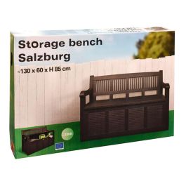 Salzburg Banco de Jardín Gris Oscuro con Cajón de Almacenaje 280 L, 130 x 60 x 85 cm