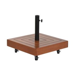 DKD Home Decor Base Parasol Terraza Y Jardin Natural Negro Eucalipto Granito Metal 48 x 48 x 39 cm