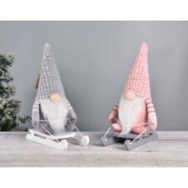 DKD Home Decor Figura de Navidad Fantasia con Trineo de Poliéster, Colores Rosa, Gris y Blanco, 25x15x35 cm - Pack de 2 Unidades Precio: 20.29896. SKU: B1BWGQYBGL