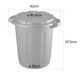 Mondex Cubo de Basura de Comunidad 80 Litros Negro Polipropileno con Tapa