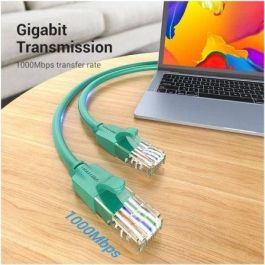 Vention IBEGF Cable de Red Ethernet RJ45 UTP Cat.6 Gigabit 1000Mbps 1 metro Verde con Conectores Dorados y Carcasa PVC