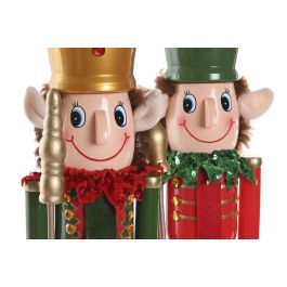 DKD Home Decor Figura Navidad Tradicional Elfo Cascanueces Multicolor Plástico Poliéster 10 x 54 x 11 cm (2 Unidades)