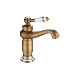 ROUSSEAU Mezclador de lavabo MARPLE viejo bronceado con cartucho cerámico y aireador ahorro de agua
