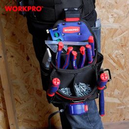 Workpro Bolsa de Cintura para Constructor, Poliéster 1800D, Cambio Rápido, Varios Bolsillos, 290 x 225 x 310 mm