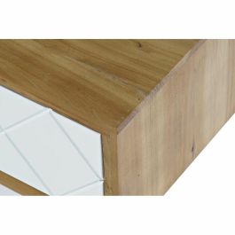 DKD Home Decor Mesa de Centro Moderna 2 Cajones Desmontable Abeto Marrón Blanco 105x55x46 cm