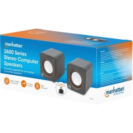 MANHATTAN Lautsprecher fr PC und Laptop 2600 Series zwei verbundene Lautsprecher 1.4 m USB-Kabel USB-C/USB-A-Adapter schwarz/orange