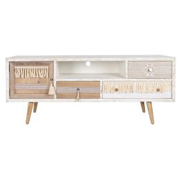 Mueble Tv Boho DKD Home Decor Natural Blanco 40 x 60 x 150 cm