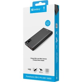 Sandberg Powerbank USB-C PD 20W 10000 mAh Batería Externa de Aluminio Alta Velocidad Carga Óptima Dispositivos Móviles