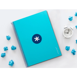 Antartik Cuaderno espiral A4 micro antartik tapa forrada 80h 90 gr cuadro 5mm turquesa