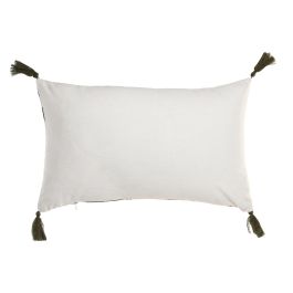 DKD Home Decor 2c25 Cojín Boho de Algodón Blanco y Verde 50 x 30 cm (2 Unidades) con Cremallera