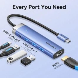 Docking USB Tipo-C Vention TGESB/ 3xUSB/ 1xHDMI/ 1xUSB Tipo-C PD