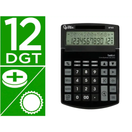 Liderpapel Calculadora Sobremesa XF40 12 Dígitos Solar y Pilas Negro 40% Reciclada 175x120x30 mm