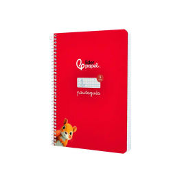 Liderpapel Cuaderno espiral Pautaguía A5, Tapa Dura, 80 Hojas, Papel 90gr, Cuadro Pautado 5mm, Rojo