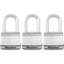 Candado de Alta Seguridad - MASTER LOCK - M115EURTRILF - Con llave - Acero laminado revestido - Exterior - Antióxido - Arco M - Paquete de 3
