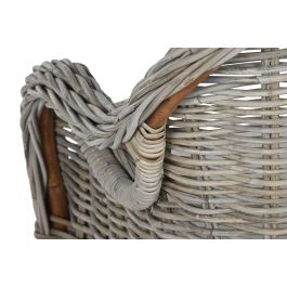 DKD Home Decor Sillon Indonesia 1c24 Gris Claro Crudo Ratan con Cojin 70 x 88 x 62 cm