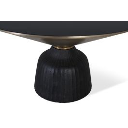 GINER Y COLOMER Mesa de Centro Cristal Templado Aluminio Negro Dorado 76 cm