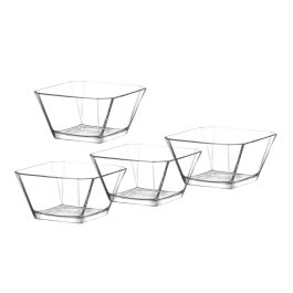 LAV Set de 4 Bowls 300 cc + Ensaladera 1.9 L Karen – Vajilla de Cristal para Servir Postres y Ensaladas (4 Cajas)