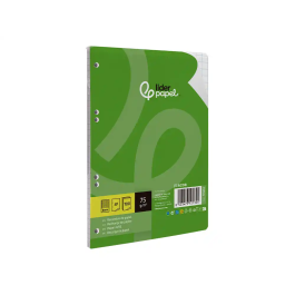 Liderpapel Recambio A5 100 Hojas 75gr Cuadro 8mm con Margen y 6 Taladros