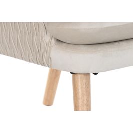 DKD Home Decor Butaca Scandi Beige Natural Poliéster y Madera Desmontable | 67x70x95 cm (Ancho x Largo x Alto) | Asiento 42 cm