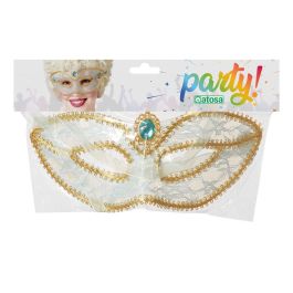 Mascara Veneciana Con Encaje Y Pedreria Azul Para Mujer Elegante Carnaval Eventos