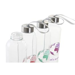 DKD Home Decor Botella Rojo Azul 7 x 24 x 7 cm (12 Unidades) Cristal 600 ml Apto Microondas y Lavavajillas