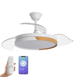Yoevu Ventilador de Techo Nature White WiFi, LED Regulable, Compatible Alexa, Mando a Distancia, 6 Velocidades