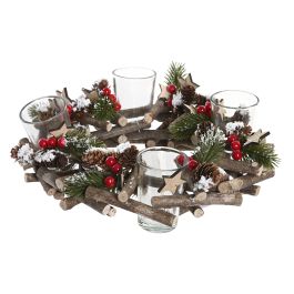 DKD Home Decor Portavelas Navidad Alpina Verde Rojo Marron 30 x 11 x 30 cm (2 Unidades) PVC Cristal Precio: 28.49999999. SKU: B16SSY46GC