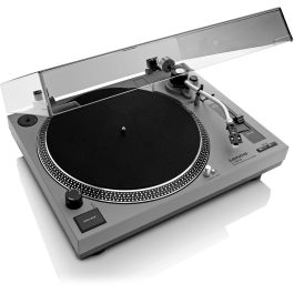 Lenco L-3810 - Tocadiscos de accionamiento directo con puerto USB y preamplificador incorporado, color gris mate