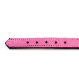 Gloria Collar Perro Piel Auténtica Acolchado, Triple Capa Suave y Mullido para Máxima Comodidad, Fuxia 45 cm x 20 mm