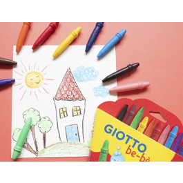 Giotto Lápices de Cera Super Bebé, Caja de 10 Colores Surtidos con Sacapuntas