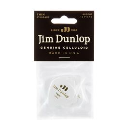 Dunlop Púas Genuine Celluloid Blanco Thin - Pack de 12 Unidades