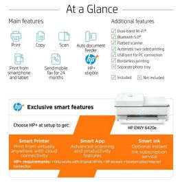 HP ENVY 6420e Impresora Multifunción Inyección Tinta Térmica WiFi Bluetooth ADF HP+ 4800x1200ppp 10ppm A4