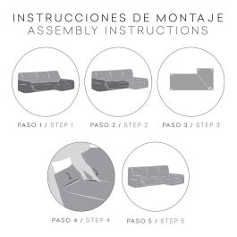 Funda para chaise longue de brazo largo derecho Eysa JAZ Gris 180 x 120 x 360 cm