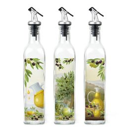 Inde Aceitera de Vidrio 750 ml con Tapón ABS La Mediterránea - Botella de Aceite para Cocina (24 Unidades)