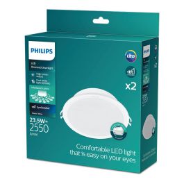 Philips Downlight LED empotrable Meson blanco 23,5W 4000K 2550lm Ø21,5cm, pack 2 unidades