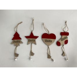 DKD Home Decor Colgante Decoración Navideña Tradicional Rojo Natural MDF 30x8.5x1 cm Surtido Aleatorio Set de 24 Unidades Precio: 19.83432. SKU: B18NVGGD7Q