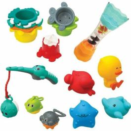 Infantino Set de Baño 17 Piezas con Vasos Apilables, Rociadores y Juego de Pesca