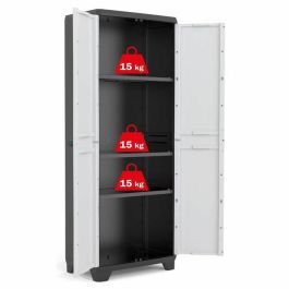 Keter Mueble Lineal de Almacenamiento - Armario 68x39x173 cm, 3 Estantes Ajustables, Carga 15 kg, Negro y Gris