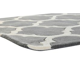 DKD Home Decor Alfombra Árabe Étnica Gris Crema 100% Poliéster 180x120 cm 1800 gsm